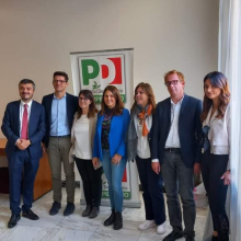 Da sinistra Andrea Casu, Giovanni Zannola, Giulia Tempesta, Valeria Baglio, Emanuela Droghei, Mario Ciarla, Antonella Melito